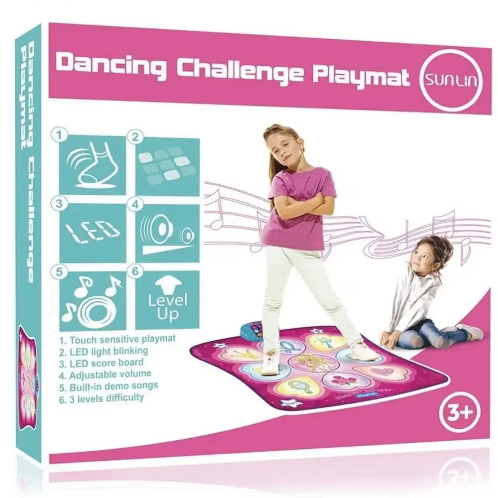SUNLIN Dance Mat Rhythm Step Play Mat LED Music Kids Pink NIB 35”x36”